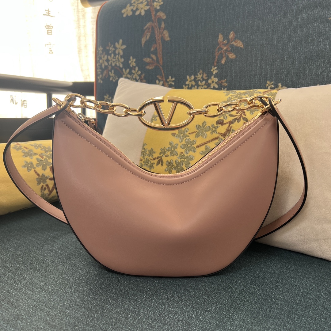 Valentino Garavani Women’S Rose Brown Moon Leather