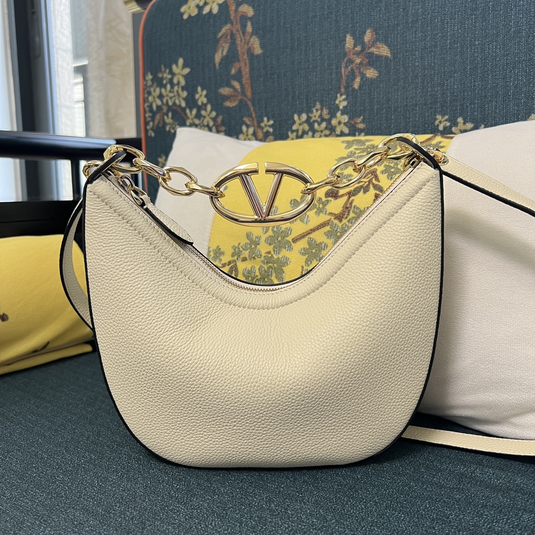 Valentino Vlogo Moon Small Leather Hobo Bag Women’s