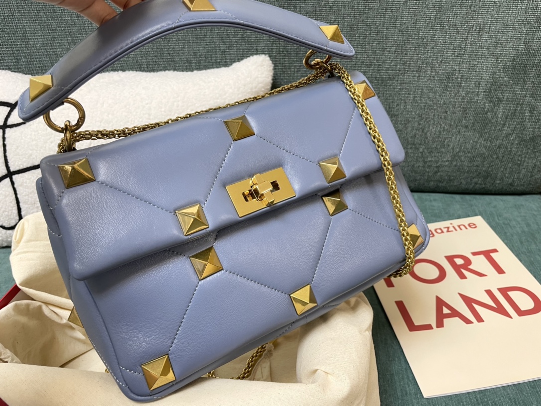 Valentino Roman Stud Top Handle Bag – Blue Handle Bags, Handbags – VAL482871