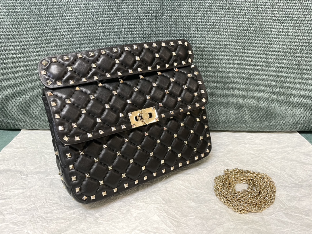 Valentino Medium Nappa Rockstud Spike Bag for Woman in Black |