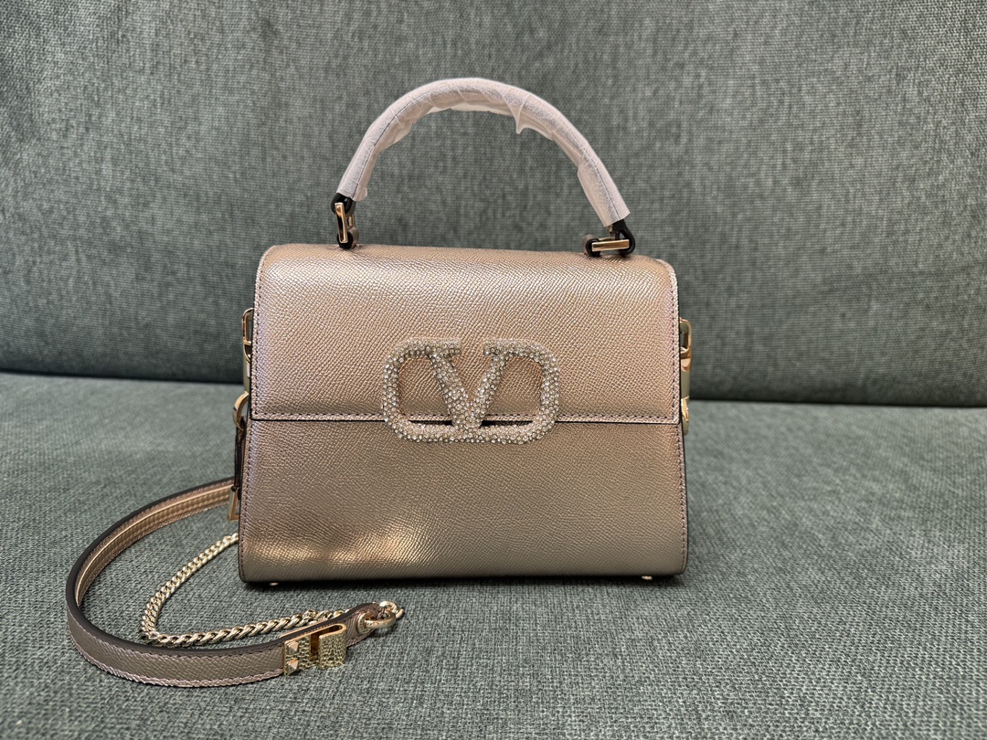 Valentino Mini Vsling Handbag In Metallic Grainy Calfskin for Woman in