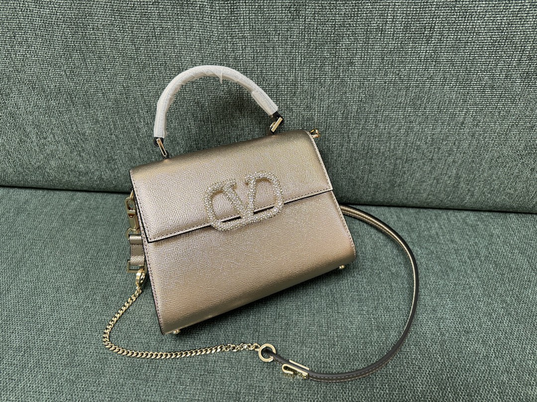 Valentino Leather Top Handle Bag – Gold Handle Bags,
