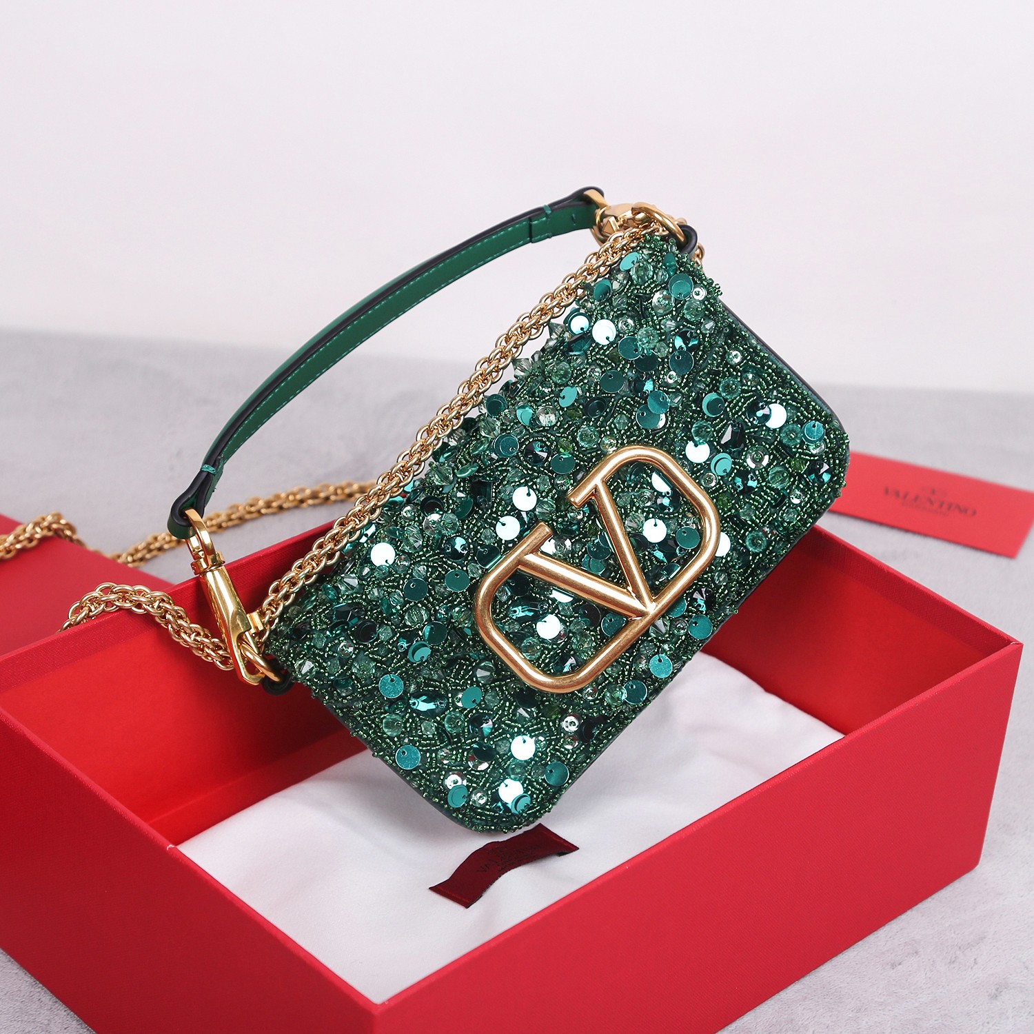Valentino Garavani Logo Sequin Two Way Shoulder Bag on SALE
