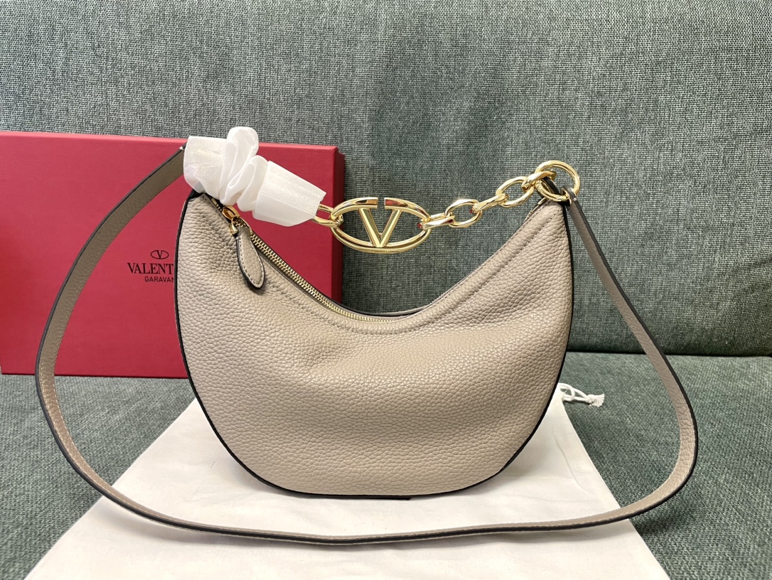 Valentino Garavani Medium VLogo Moon Tote Bag | Grey