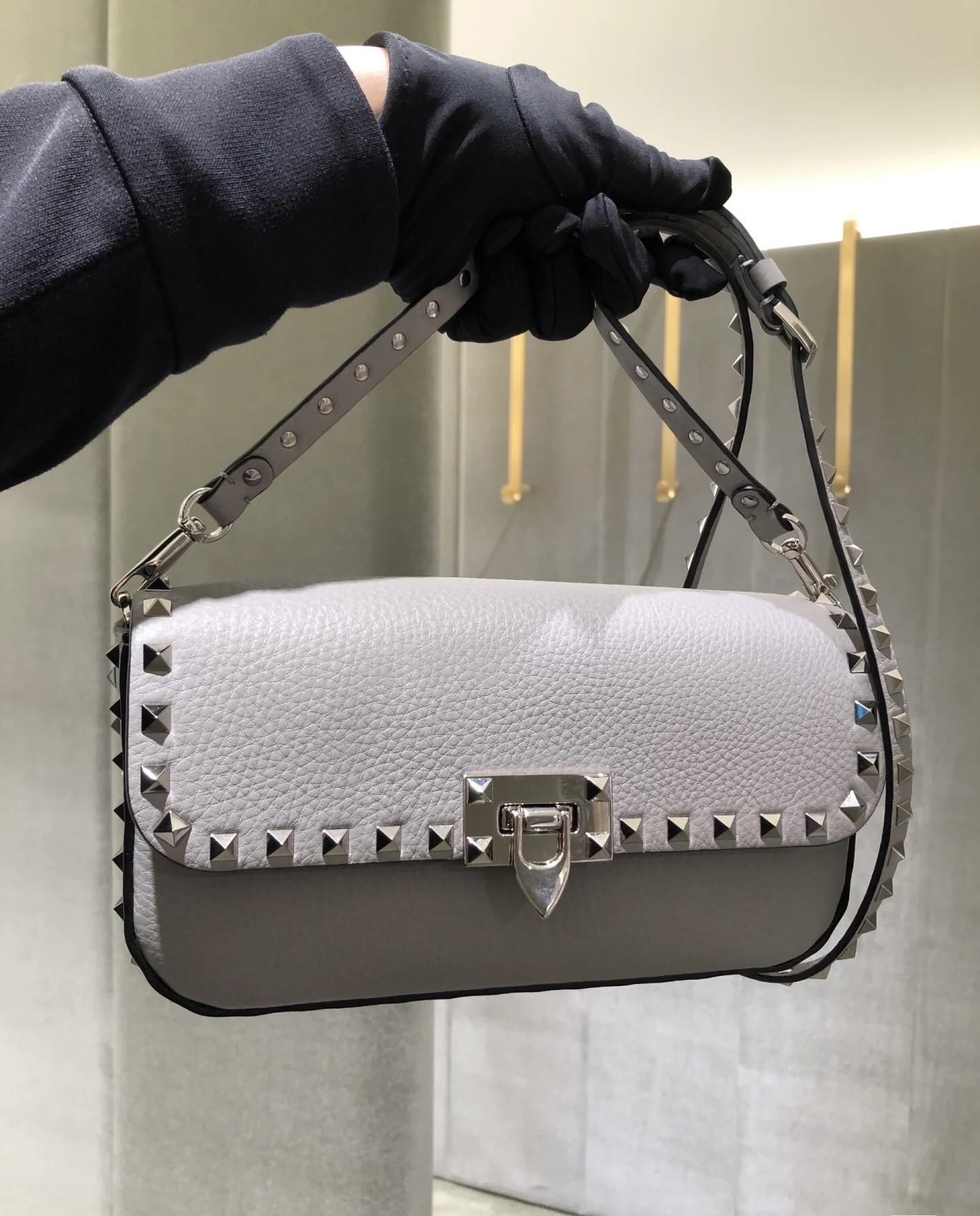 Valentino Garavani Studded rectangular shoulder bag with
