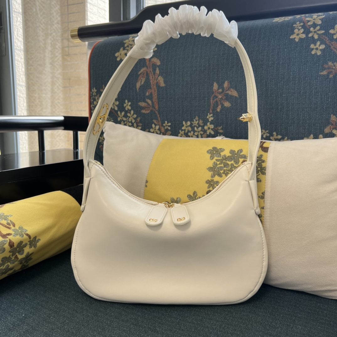 Valentino Garavani VLogo Moon Leather Tote Bag | White |