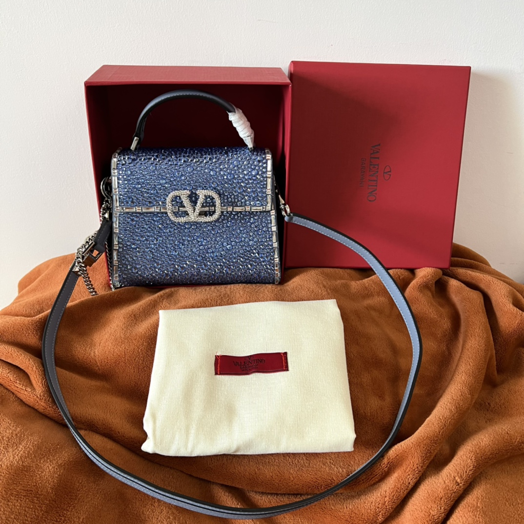 Valentino Garavani Mini VSling rhinestone-embellished Denim