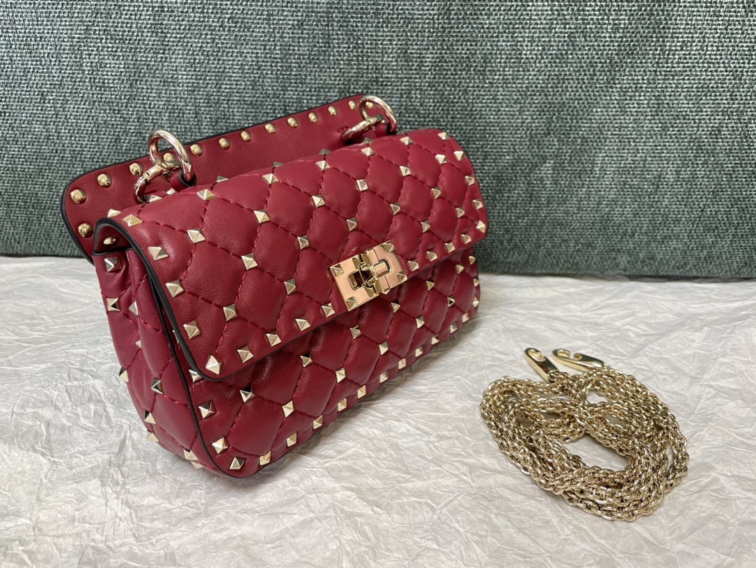 eBay Valentino Red Leather Rockstud Spike Small Crossbody Bag |