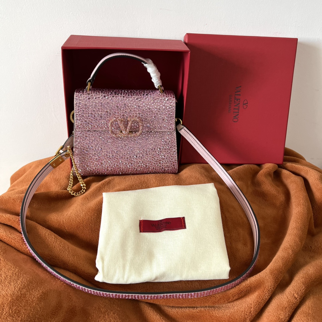 Valentino Garavani VSLING Mini Crystal-Embellished Top-Handle Bag