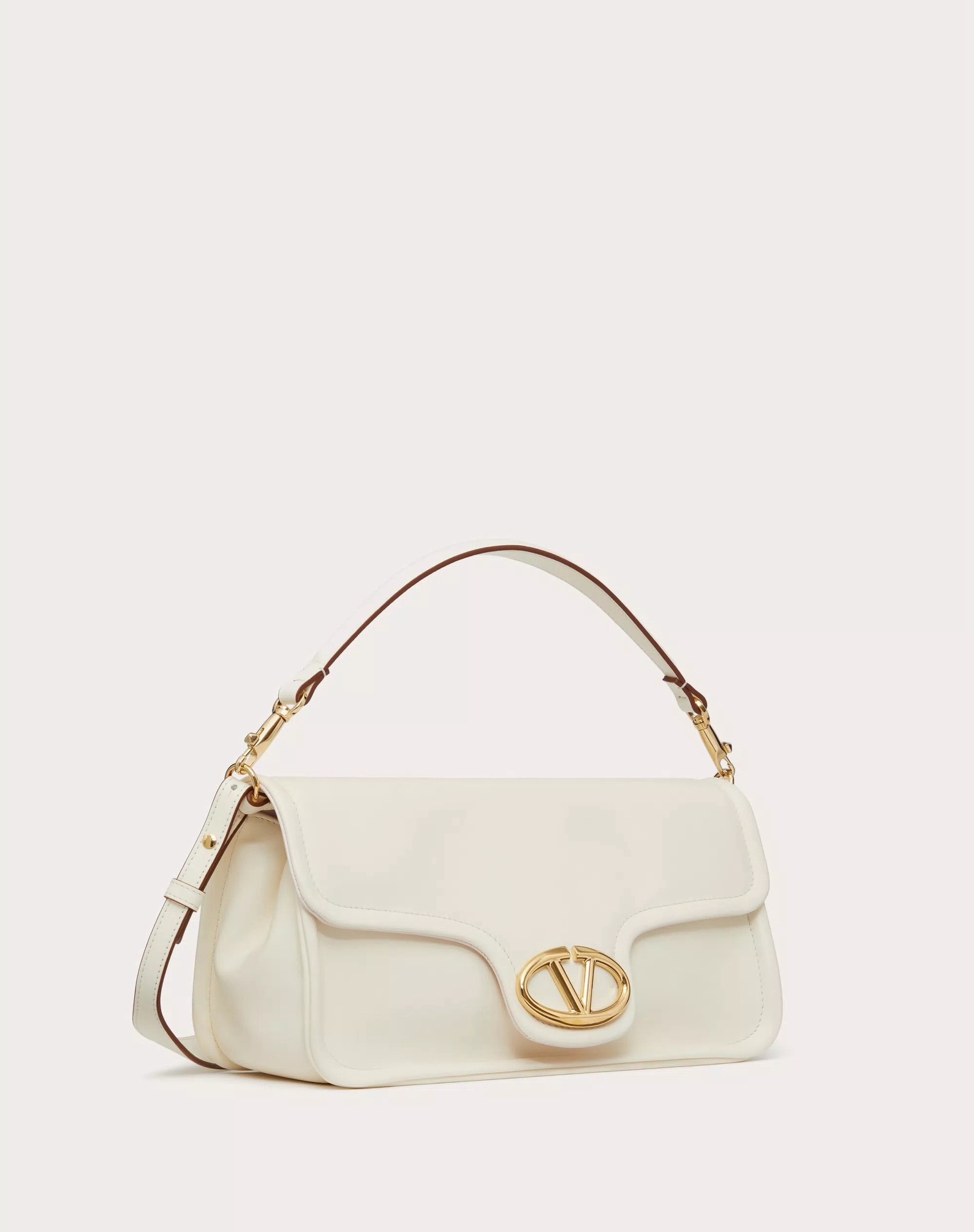 Valentino Garavani VLogo Signature Leather Shoulder Bag | White