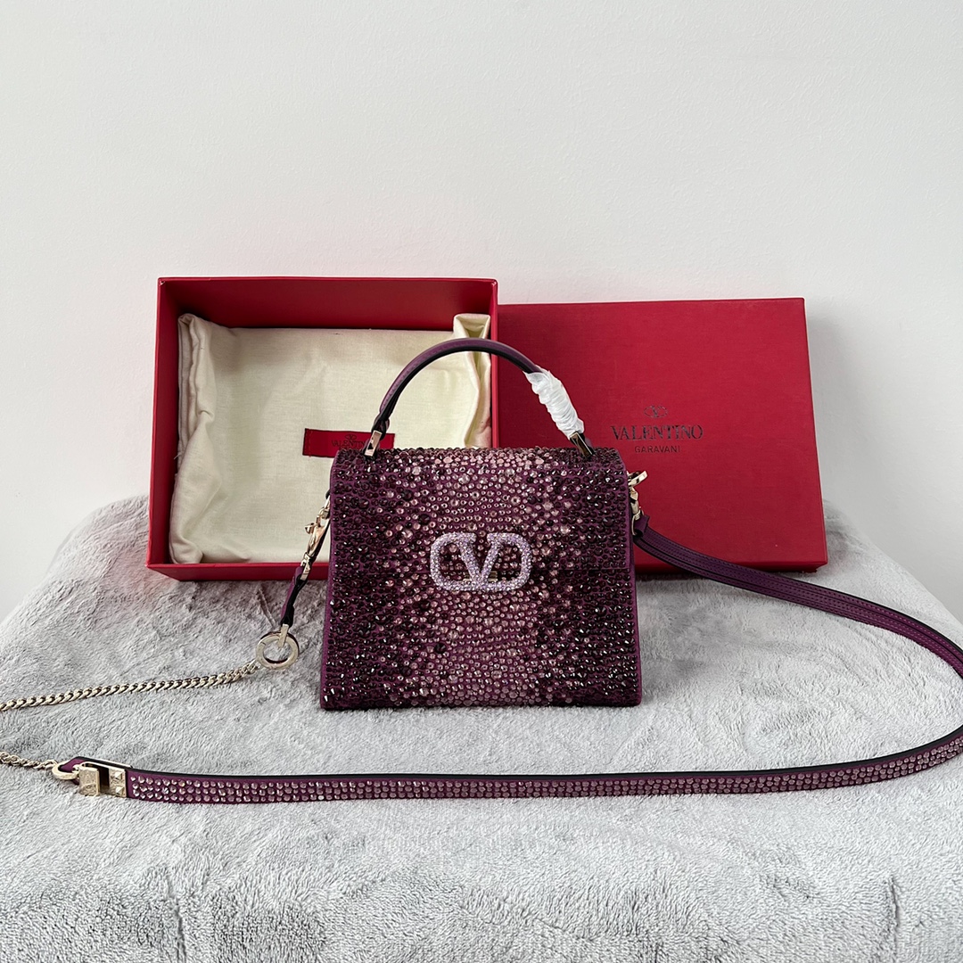 Valentino Purple Suede Crystal Embellished Mini VSling Top
