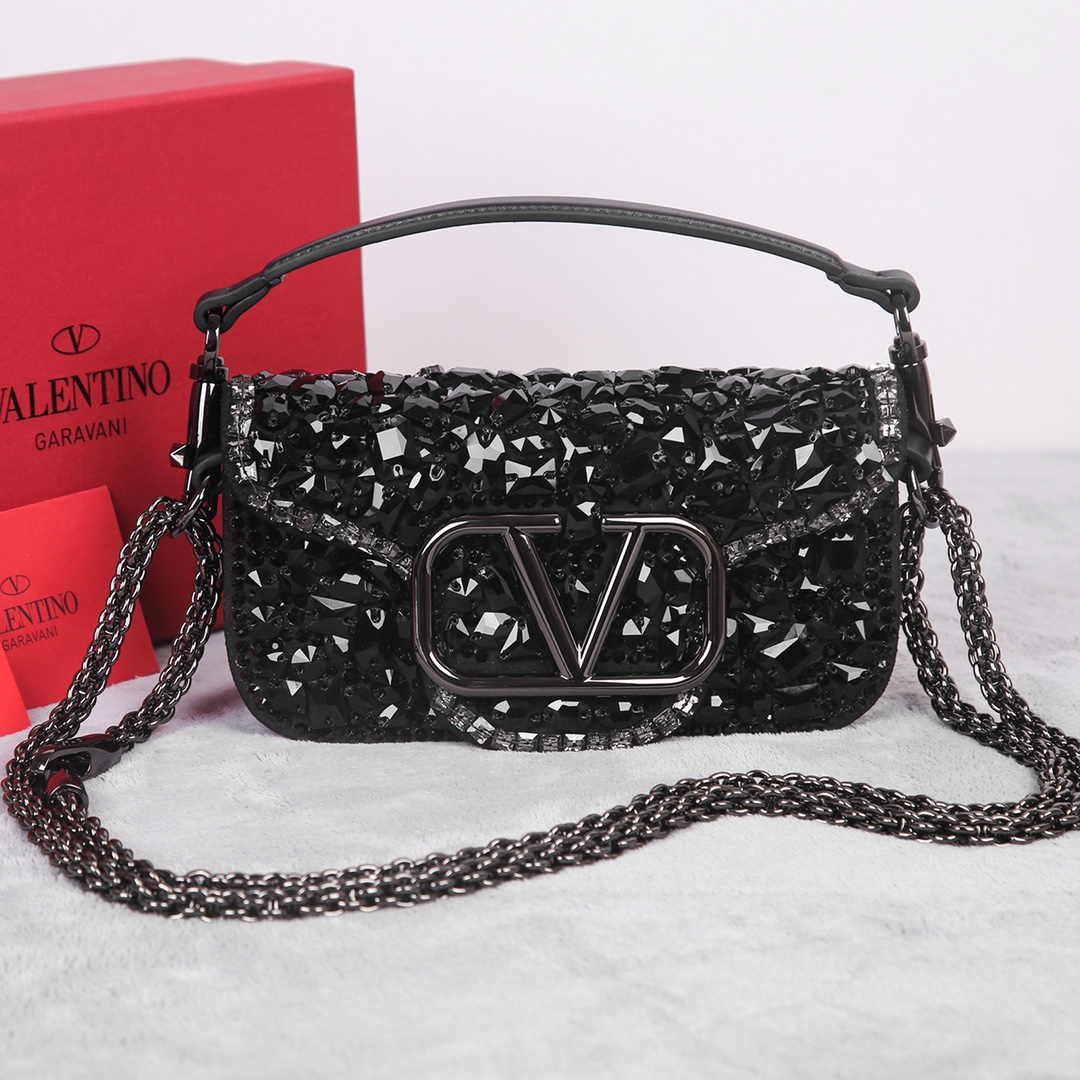 Valentino Small Valentino Garavani Locò Shoulder Bag With Crystals for