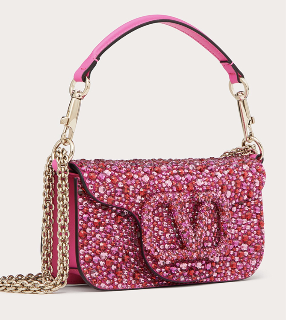 Valentino Garavani Loco Small Vlogo Rhinestone Shoulder Ba