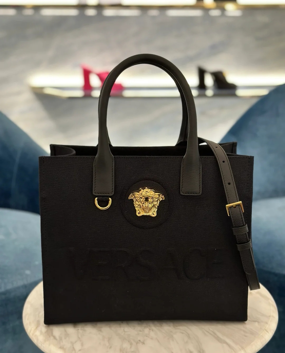 Versace La Medusa Canvas Small Tote Bag