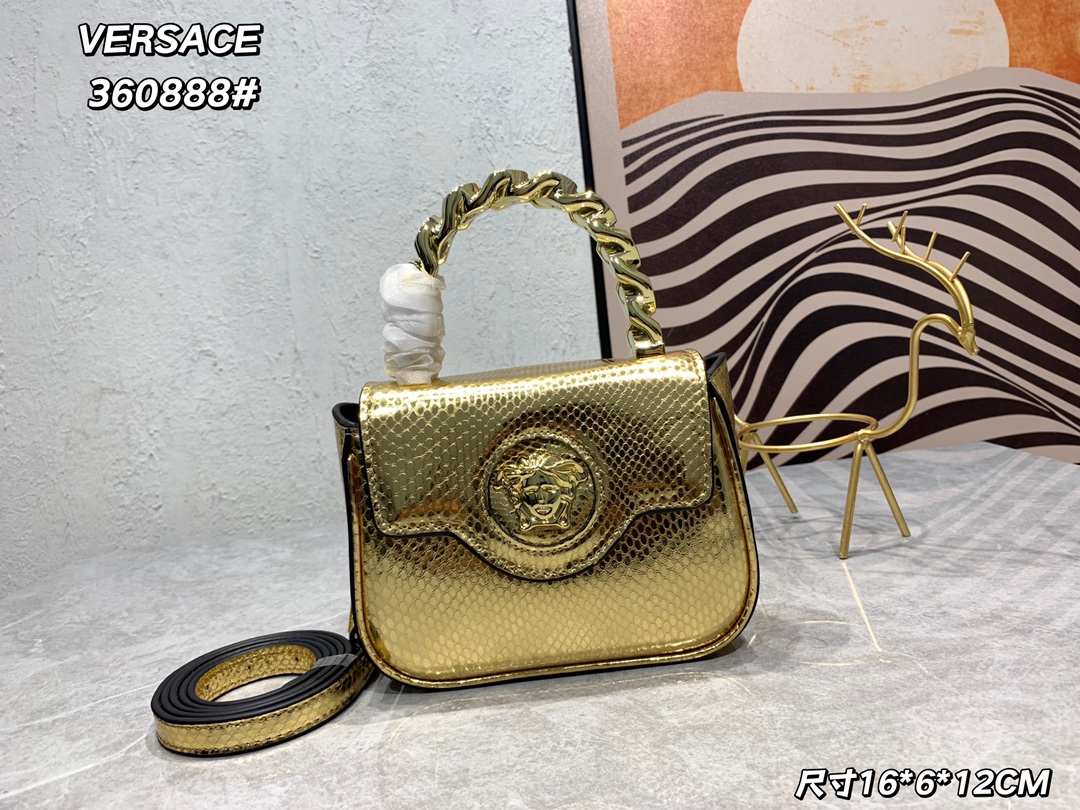 Versace Small La Medusa python-effect Tote Bag | Gold |