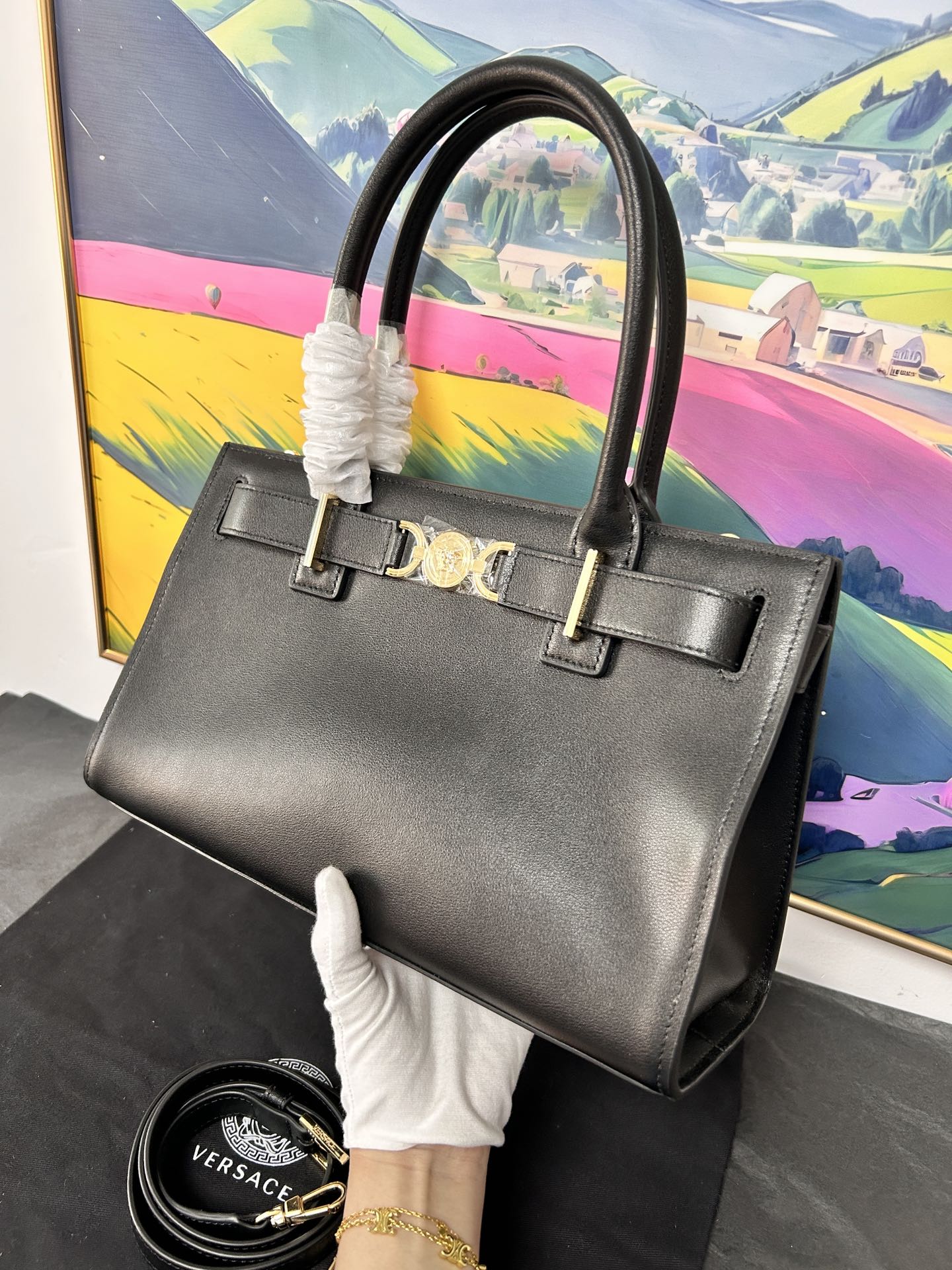 Versace Medusa ’95 Leather Shoulder Bag in Black |