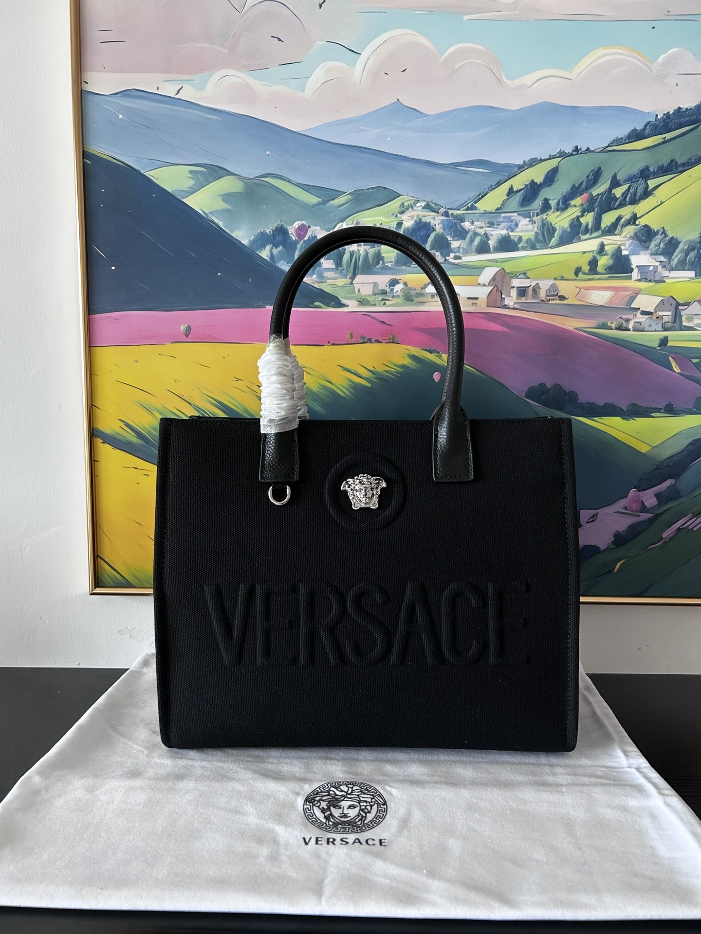 Versace La Medusa Canvas Small Tote Bag